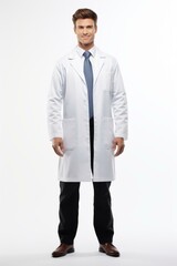 Young male doctor wearing a white lab coat