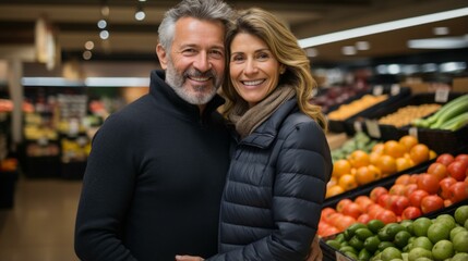 Fototapeta premium Happy couple at the grocery store