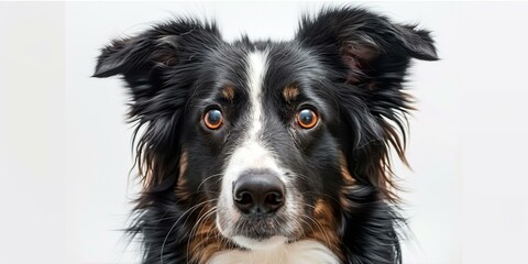 Border Collie staring at the camera with a curious expression