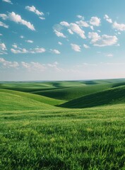 Obraz premium Amazing landscape with green hills and blue sky
