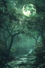 Mystical Moonlight Forest