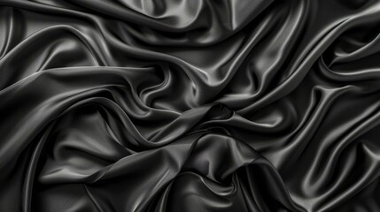 Black silk fabric with waves