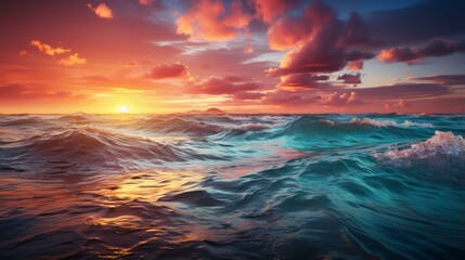 Obraz premium Beautiful sunset over the ocean