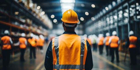 A group of workers in a warehouse