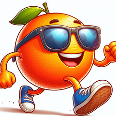 Vector illustration of Cartoon orange character with sunglasses and sneakers isolated on white background