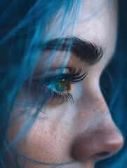 dziewczyna z niebieskimi włosami