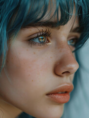 dziewczyna z niebieskimi włosami