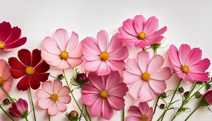 pink cosmos flowers in a floral arrangement isolated on white or transparent background