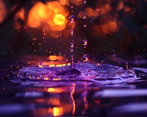 Cascading Water Droplets Creating a Kaleidoscope of Colors in a Surreal Dream Landscape