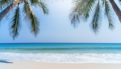 tropical beach with coconut palm tree summer vacation concept