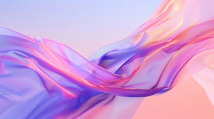 A pink and blue silky fabric is blowing in the wind.