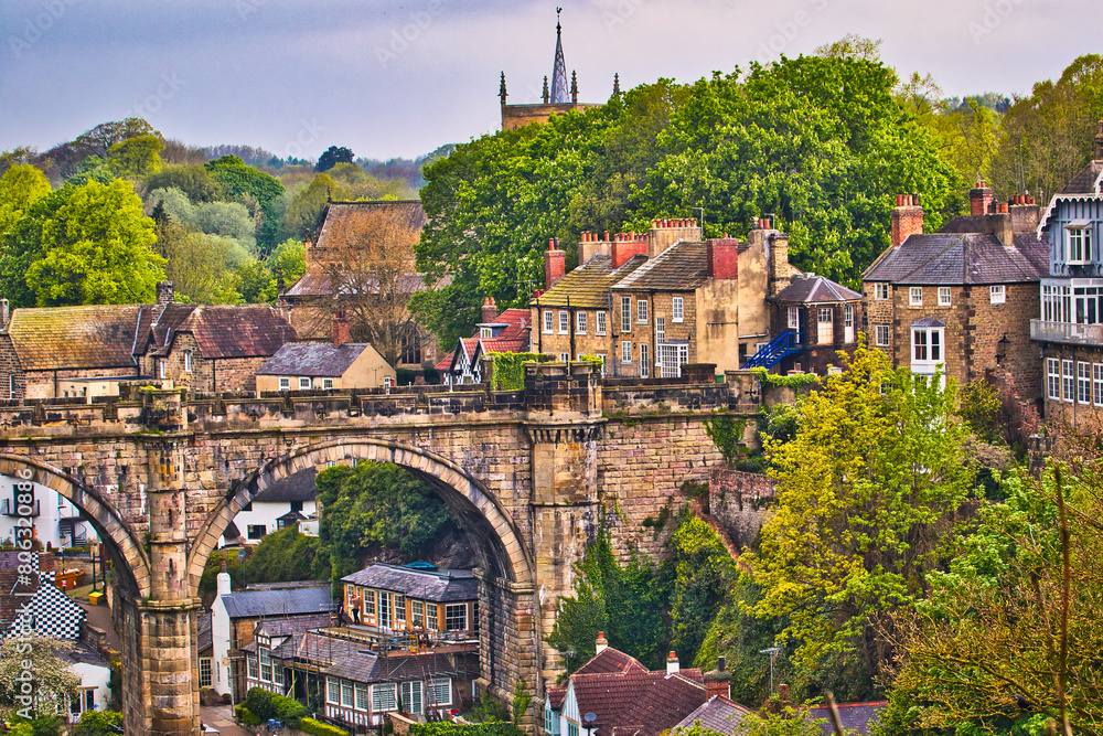 Wall mural Historic Town with Stone Bridge in Knaresborough, North Yorkshire