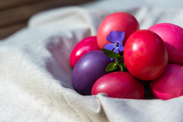 Enigmatic Red and Purple Eggs in a Delicate White Cloth