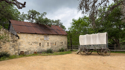 Back of the Dance Hall and Covered Wagon