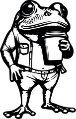 Frog, Frog Drinking Coffee, Funny Frog, Frog Man, Drawing Frog, Coffee Lover, Funny Coffee, Coffee