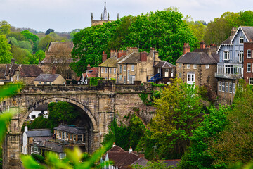 Historic Town with Stone Bridge in Knaresborough, North Yorkshire