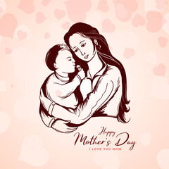 Happy Mother's day celebration joyful greeting card illustration