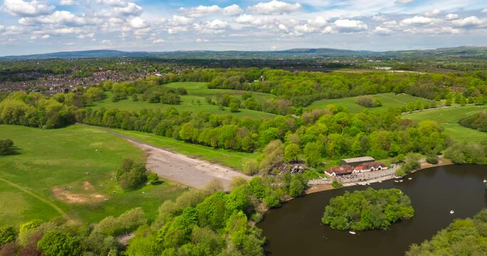 Heaton Park Manchester Hyperlapse showing people in the park and cloudy sky