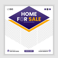 Real estate social media post or Home sale web banner template