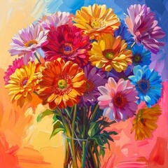 Fototapeta premium Bright bunch of flowers, cheery and vivid in the sunshine