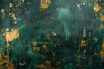 old scratched grunge deep green gold  texture background