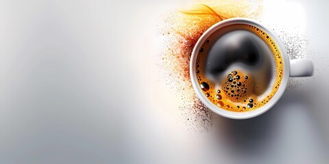 a cup of coffee, a poster background image of a coffee cup, coffee beans