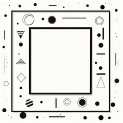 Abstract geometric frame with shapes and dots on a white background