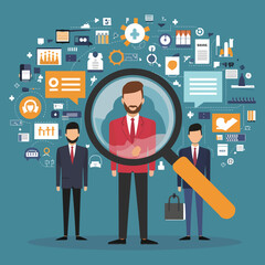 Looking for a new job, employment, career or job search, find opportunity, seek for a vacancy or work position concept, businessman climb up the ladder of job search