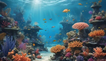 Fototapeta na wymiar Whimsical Underwater Kingdom With Vibrant Coral R