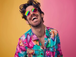Close up portrait of a laughing man