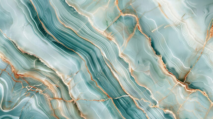 Green and Gold Marble Wallpaper. A Polished Surface for Luxurious Interior Design