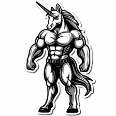 Centaur Unicorn, bright sticker on a white background