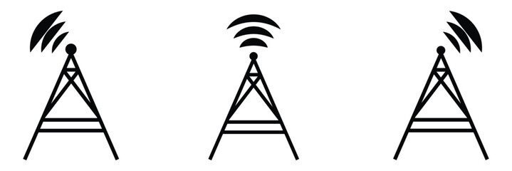 Radio tower icon set. Internet and mobile connection. Linear style. Symbol for your website design, logo, app, UI. Vector illustration, EPS10.