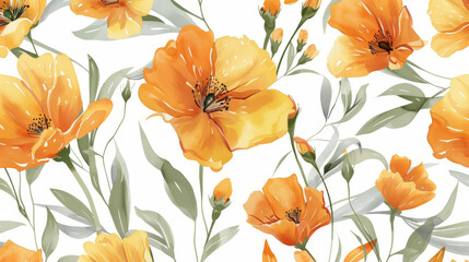 Cheerful Yellow and Orange Flowers on a White Background