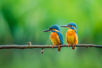 Fototapeta premium Two kingfishers in their natural habitat