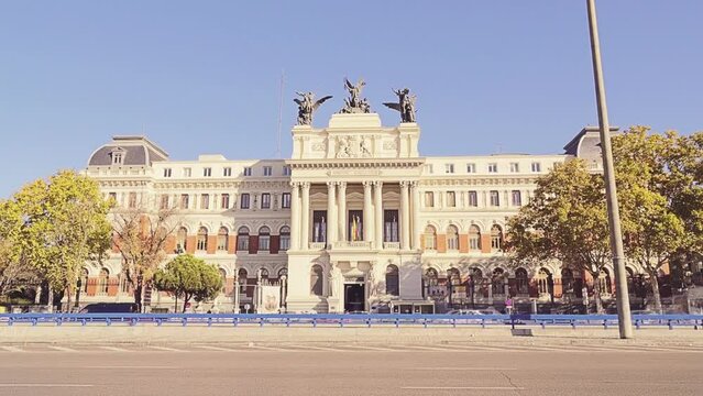 MADRID, SPAIN - DECAMBER 5 2017: Ministry of Agriculture, Fisheries and Food in Madrid (MAPA) is the department of the Government of Spain responsible on agricultural, livestock and fishery resources.