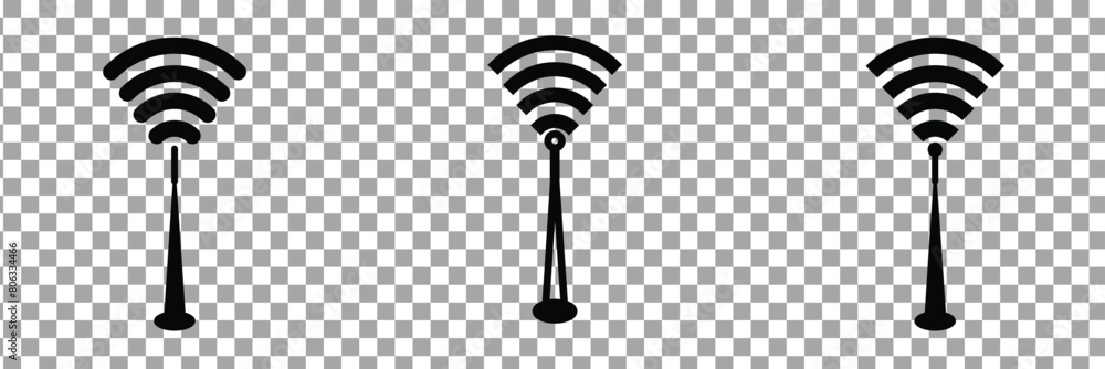 Poster radio tower icon set. internet and mobile connection. linear style. symbol for your website design, 