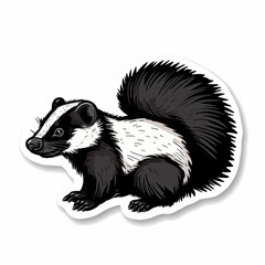 Skunk, bright sticker on a white background
