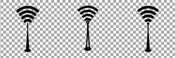 Radio tower icon set. Internet and mobile connection. Linear style. Symbol for your website design, logo, app, UI. Vector illustration, EPS10.