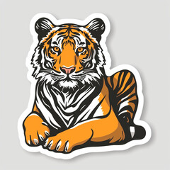 Obraz premium Tiger, bright sticker on a white background