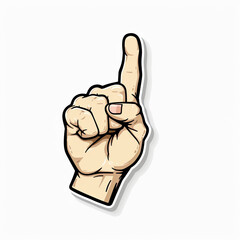 Index finger up gesture, bright sticker on a white background