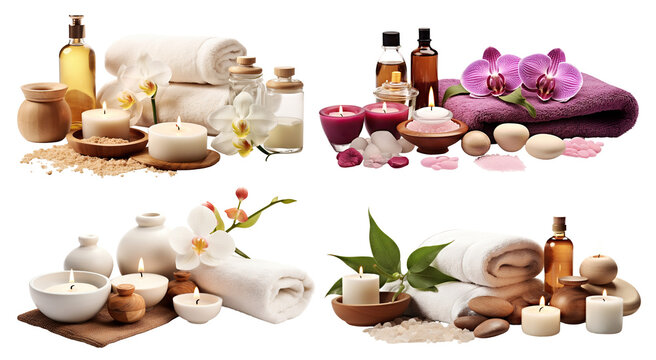 Set of spa wellness accessories, cut out