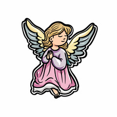 Angel, bright sticker on a white background
