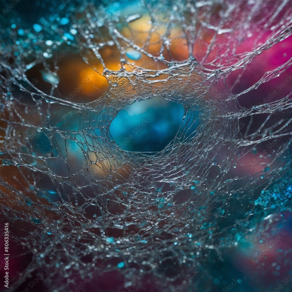 Aufkleber web of thin, transparent strands stretches across frame, creating delicate, intricate pattern. stran