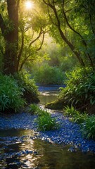 Obraz premium Glass of bright pink granita sits on table in sun, garnished with lemon wedge, filled with ice. Three whole lemons, lemon wedge rest on table near glass, bouquet of pink.