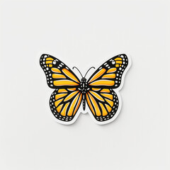 Fototapeta premium Butterfly, bright sticker on a white background