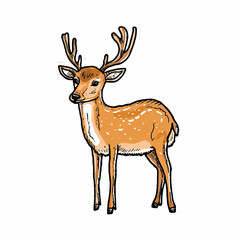 Deer, bright sticker on a white background