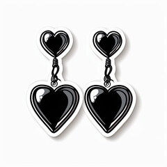 Earrings, bright sticker on a white background