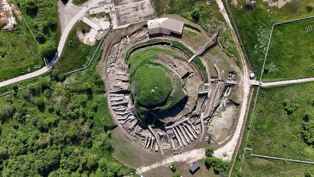 Provadia salt mines drone aerial view panorama
