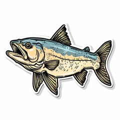 Fototapeta premium Fish, bright sticker on a white background